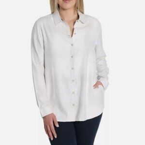 NEW Jachs Girlfriend Womens White Long Sleeve Button-Up Shirt Size XL H597